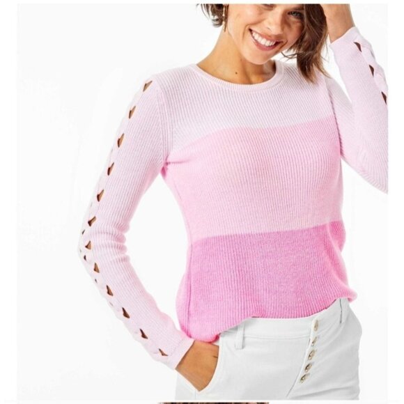 Lilly Pulitzer Sweaters - Lilly Pulitzer Pink Ombre Carin Sweater Small Sleeve Detail Girly